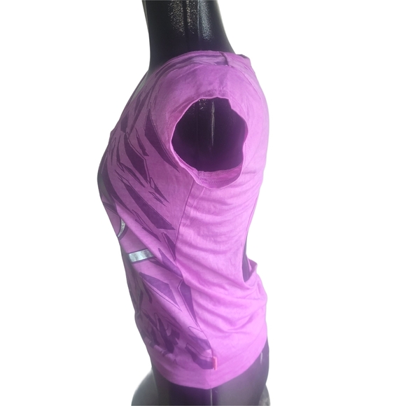 Joshua Perets Purple V-Neck with Open Back Short Sleeve Top M - Picture 4 of 6